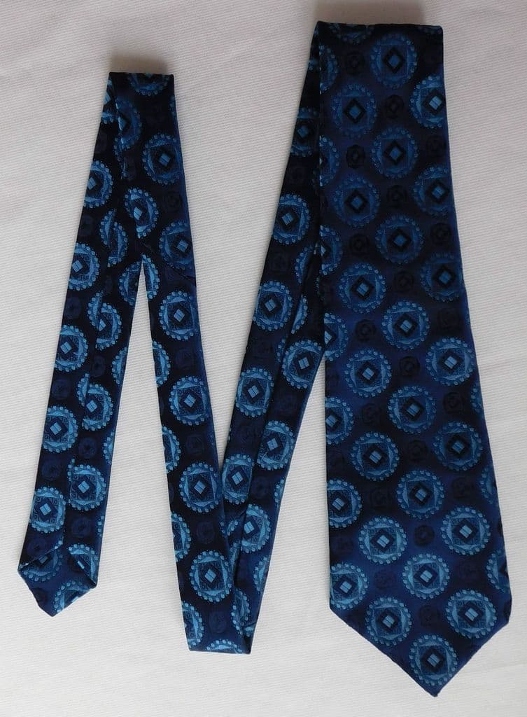 Blue check circles tie vintage 1960s St Michael Marks and Spencers wide